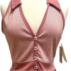 NWT -MERAKI - Rose 🌹 Chevron Knit Women's Top